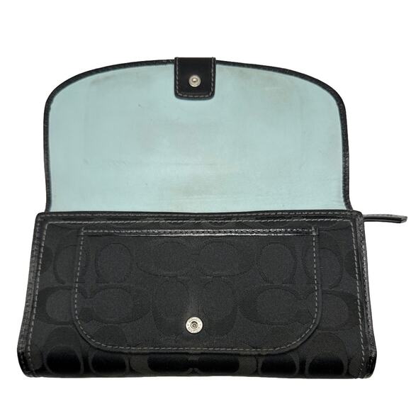 y2k COACH Buckle Black Signature Canvas Wallet - Picture 5 of 9